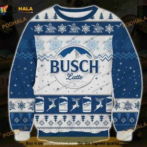 3D Busch Latte Print Christmas Sweater, Busch Ugly Xmas