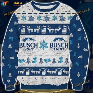 3D Busch Light Print Christmas Sweater, Busch Ugly Xmas