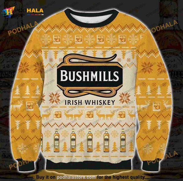 3D Bushmills Irish Whiskey 3D Print Christmas Sweater