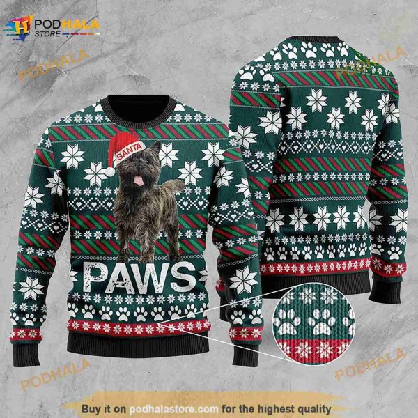 3D Cairn Terrier Santa Printed Paws Christmas Funny Ugly Sweater