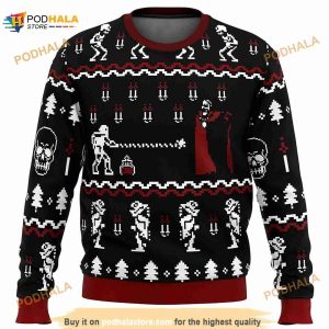 3D Castlevania Classic Game Ugly Christmas Sweater, Castlevania Xmas