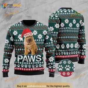3D Chinese Shar-pei Santa Printed Paws Christmas Funny Ugly Sweater