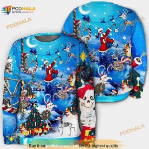 3D Christmas And Skull Merry Xmas Sweater