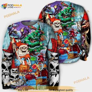 3D Christmas And Skull Scary Sweater