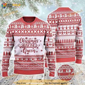 3D Christmas Baking Queen Baker Gift Christmas Funny Ugly Sweater, Ugly Baker Santa Christmas