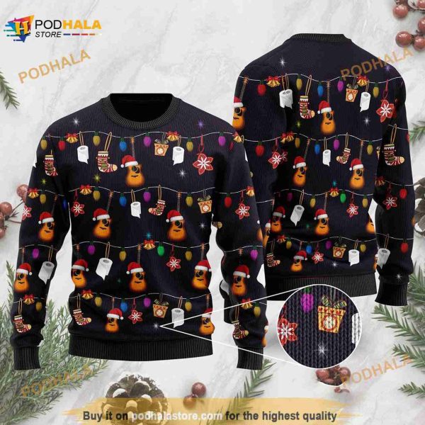 3D Christmas Guitar Funny Ugly Sweater For Guitar Lovers