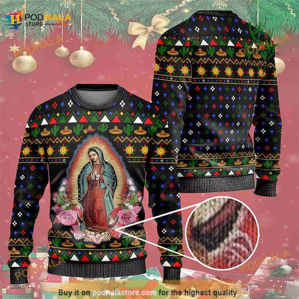 3D Christmas Mexico Our Lady Of Guadalupe Funny Ugly Sweater