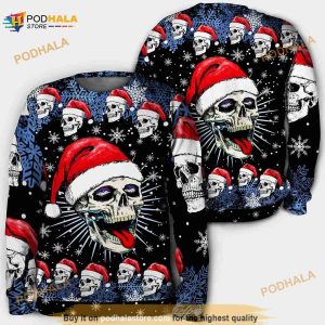 3D Christmas Skull On The Naughty Sweater