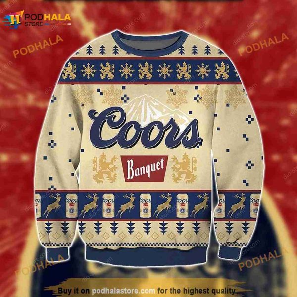 3D Coors Banquet Funny Ugly Sweater Beer Drinkin