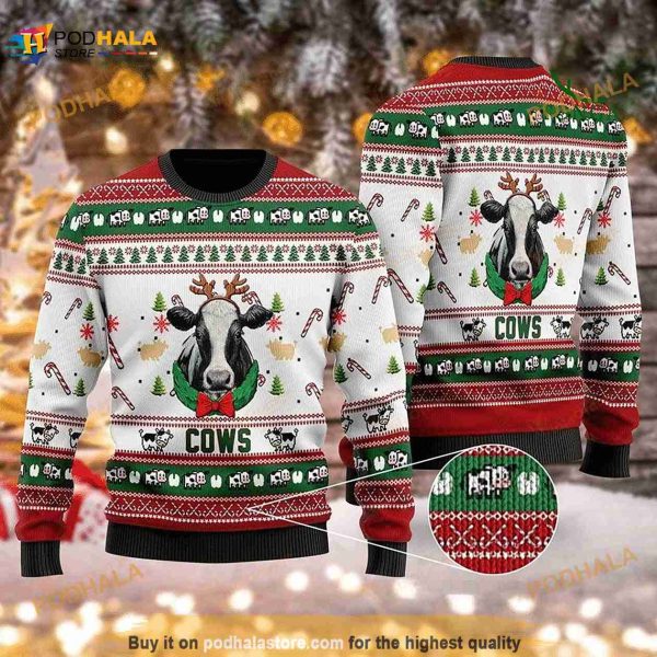 3D Cows Christmas Wool Funny Ugly Sweater