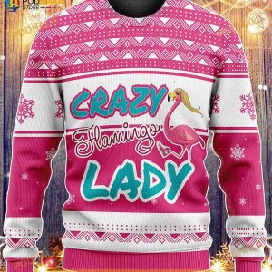 3D Crazy Flamingo Lady Ugly Knitted Sweater