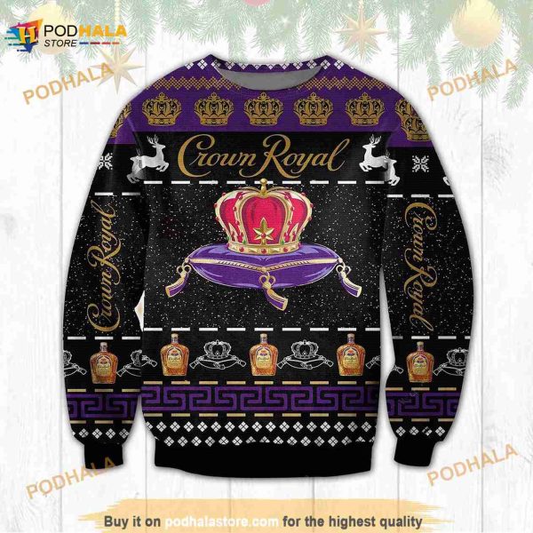 3D Crown Royal Alcohol Black Funny Ugly Sweater