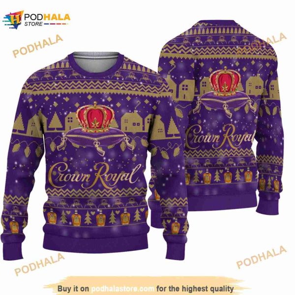 3D Crown Royal Whisky Purple Funny Ugly Sweater Christmas