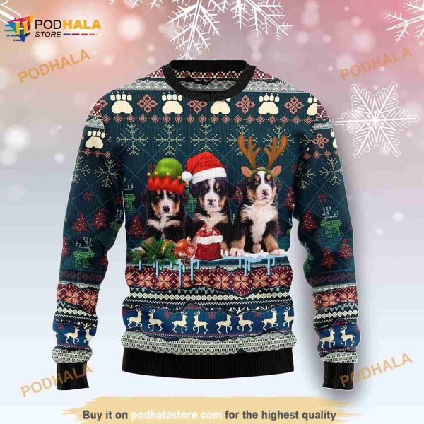 3D Cute Bernese Mountain Dog Christmas Ugly Christmas