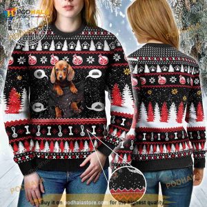 3D Dachshund Dog Lovers Gift Baby In Pocket Funny Ugly Sweater
