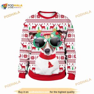 3D Dachshund With Glasses Merry Christmas Sweater