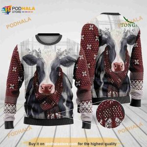 3D Dairy Cow Christmas Wool Funny Ugly Sweater
