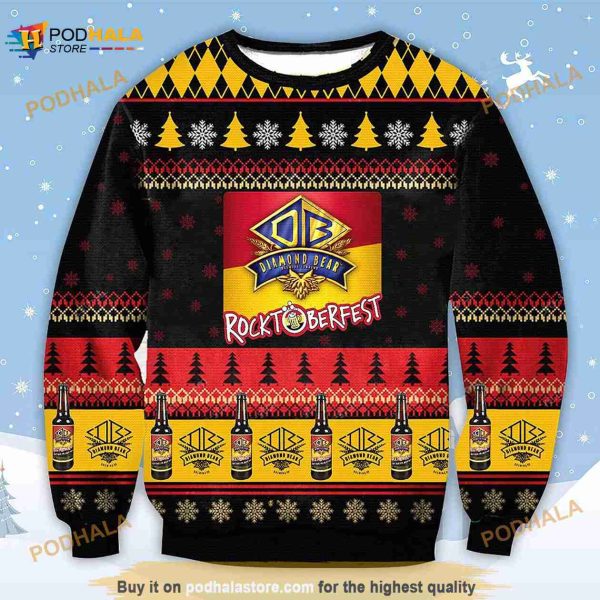 3D Diamond Bear Rrocktoberfest Beer Christmas Funny Ugly Sweater