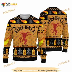 3D Fireball Funny Ugly Sweater Beer Drinking Christmas