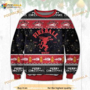 3D Fireball Whiskey Funny Ugly Sweater Christmas