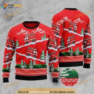 3D Firefighter Car Christmas Ugly Christmas Sweater