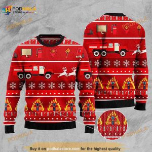 3D Firefighter Christmas Funny Ugly Sweater Hot 2023