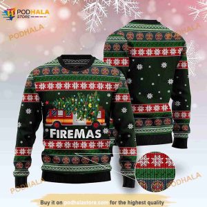 3D Firefighter Firemas Ugly Christmas Sweater