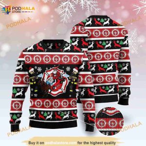 3D Fireman Firefighter Ugly Christmas Sweater