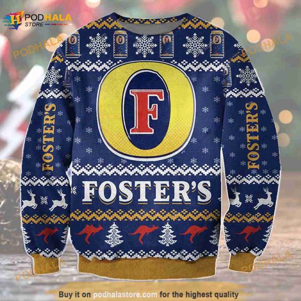 3D Fosters Beer Funny Ugly Sweater Christmas