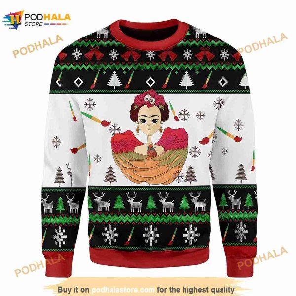 3D Frida Kahlo Ugly Christmas Sweater
