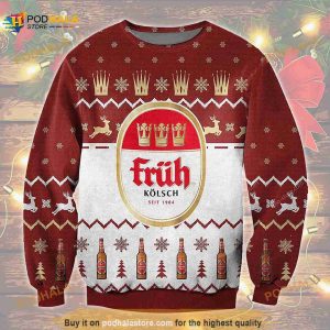 3D Fruh Kolsch 1904 Beer Funny Ugly Sweater Christmas
