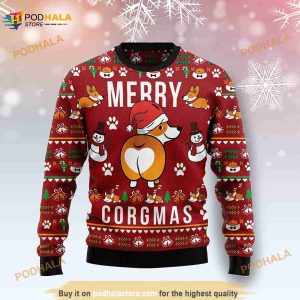 3D Funny Corgi Merry Corgmas Ugly Christmas Sweater