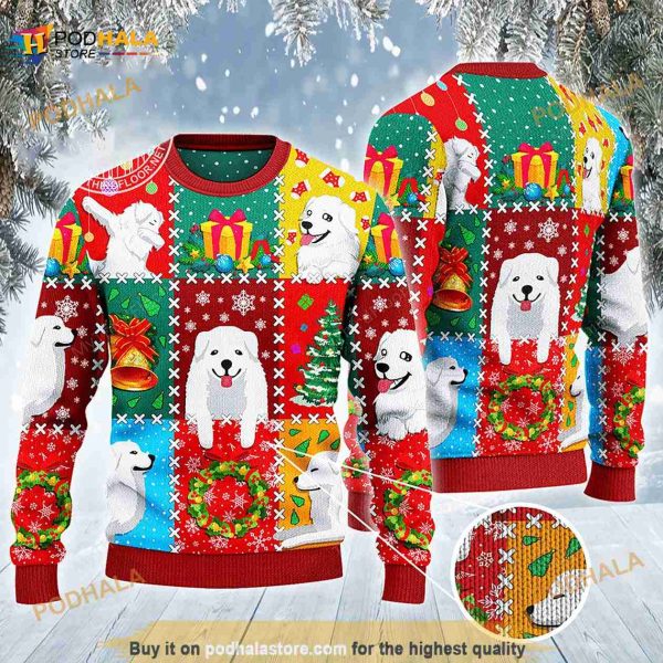3D Great Pyrenees Dog Lovers Christmas Wishes All Over Print Funny Ugly Sweater