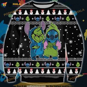 3D Grinch And Stitch 3D Christmas Funny Ugly Sweater