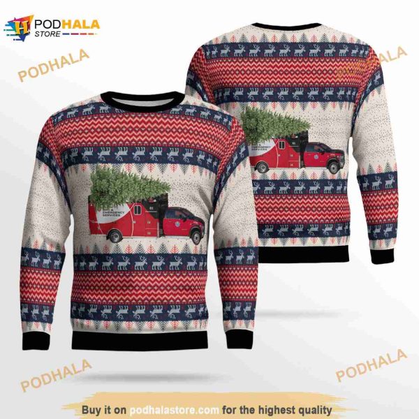 3D Gwinnett County Fire And Emergency Services Xmas Funny Ugly Sweater