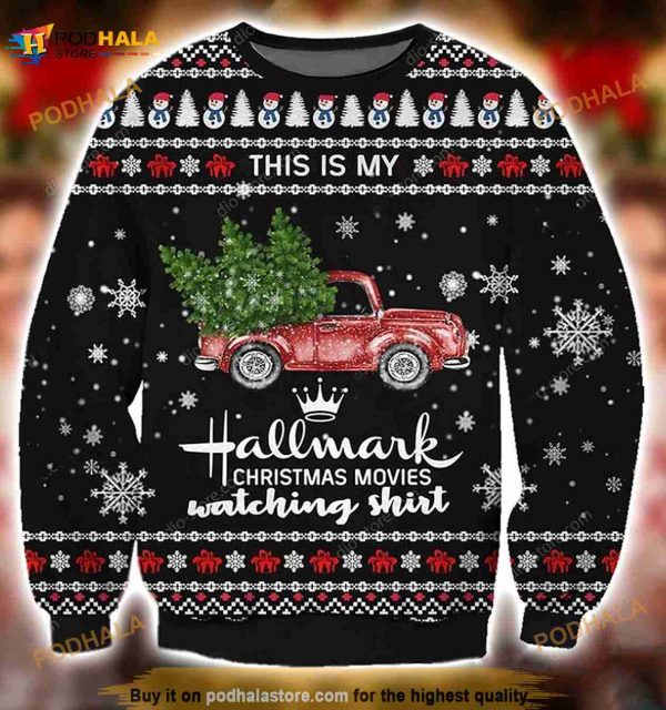 3D Hallmark Christmas Movies Pattern 3D Christmas Funny Ugly Sweater
