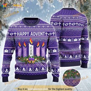 3D Happy Advent Hope Peace Jesus Joy Love Funny Ugly Sweater