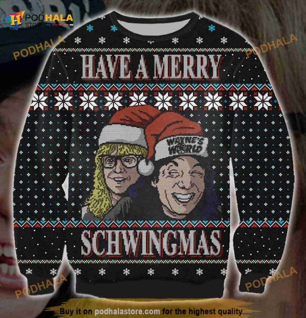 3D Have A Merry Schwingmas 3D Christmas Funny Ugly Sweater