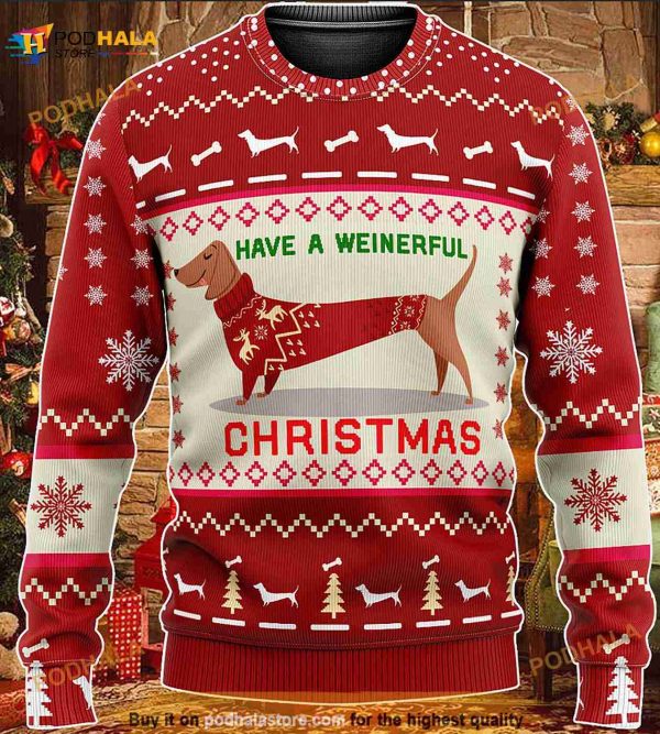 3D Have A Weinerful Christmas Knitted Funny Ugly Sweater