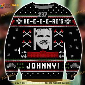3D Heres Johnny Christmas Funny Ugly Sweater, Christmas Xmas Sweater