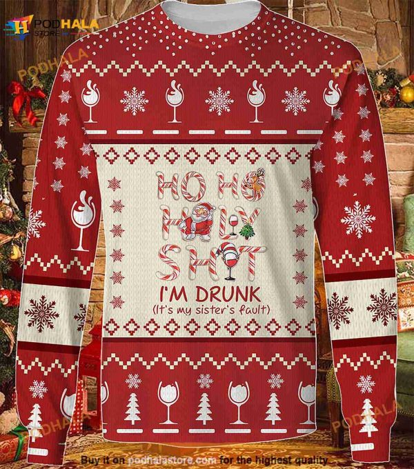 3D Ho Ho Holy Shit I Am Drunk Christmas Knitted Funny Ugly Sweater