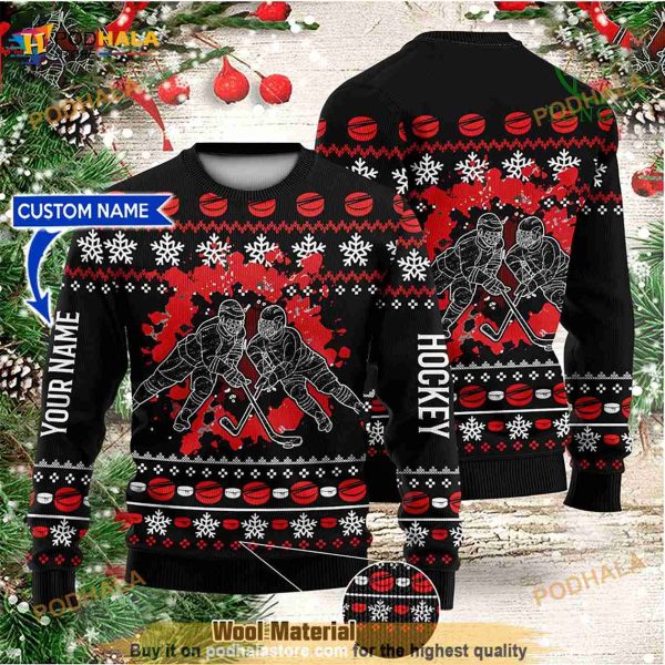 3D Hockey Cross Personalized Funny Ugly Sweater