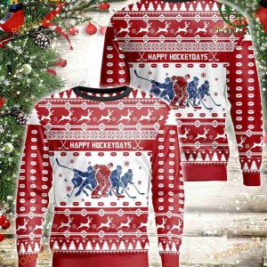 3D Hockey Red Puck Funny Ugly Sweater, Christmas Xmas Sweater