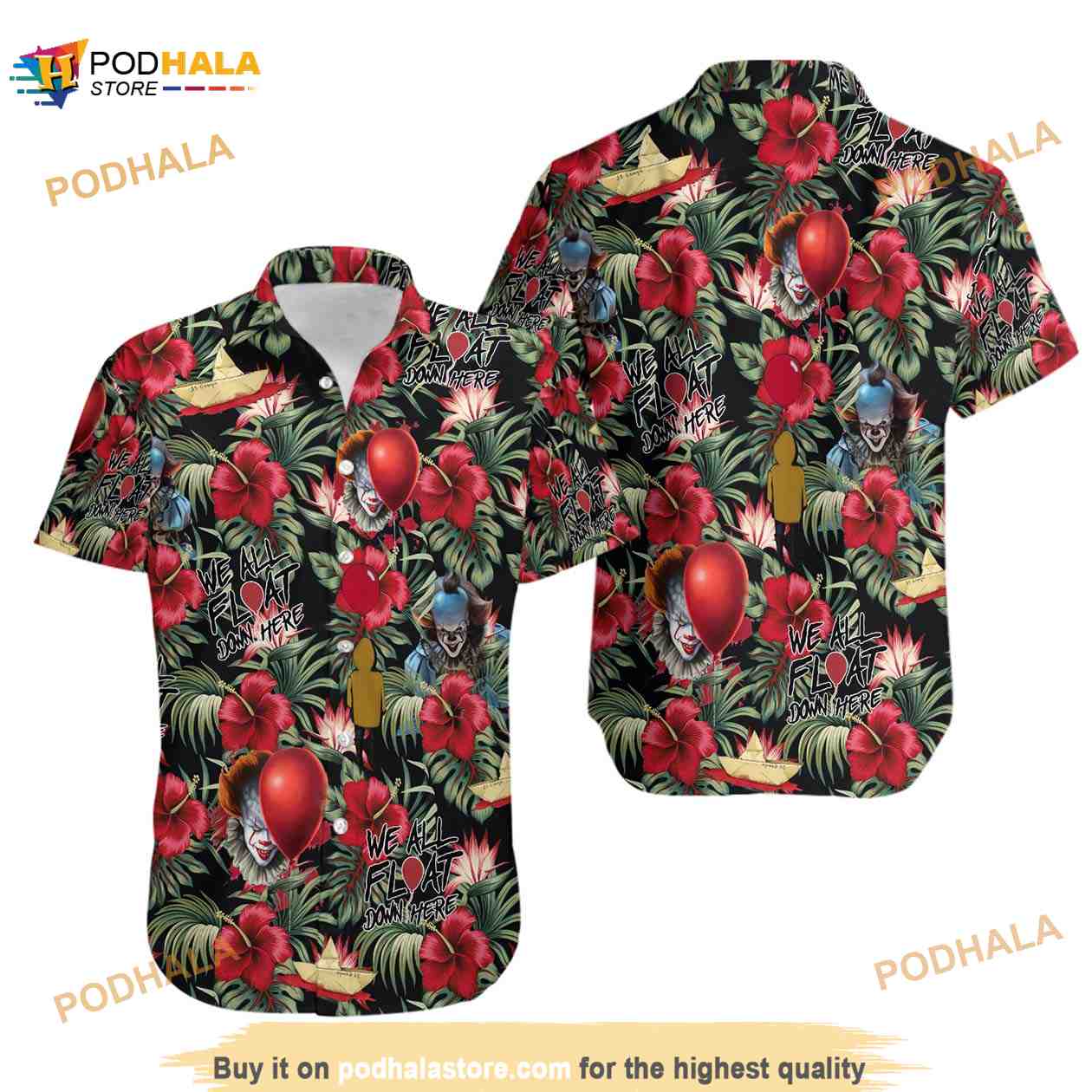 3D Horror Characters Penny Wise Tropical Hawaiian Shirt 3D Horror Characters Penny Wise Tropical Hawaiian Shirt