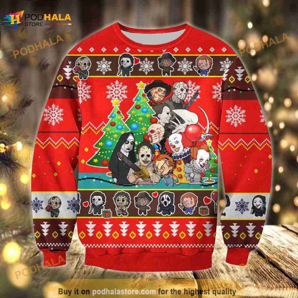 3D Horror Friends Ugly Christmas Sweater