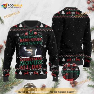 3D I Just Want To Bake Stuff And Watch Christmas Funny Ugly Sweater