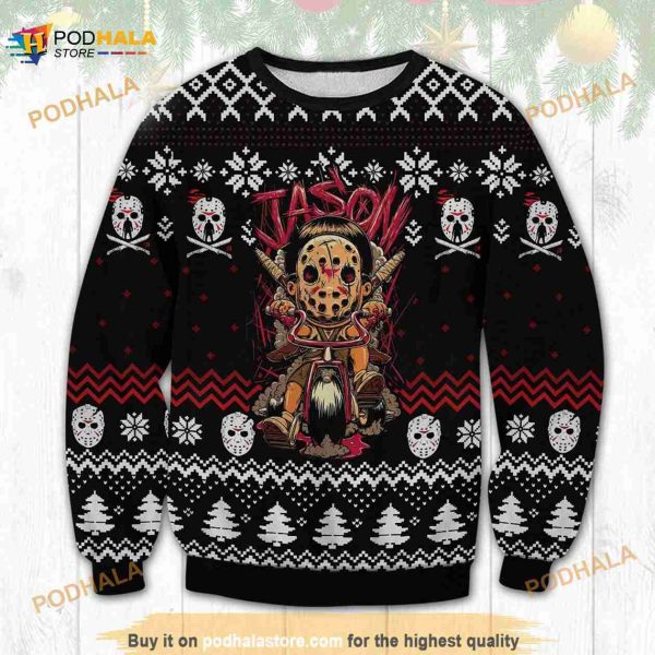 3D Jason Voorhees Ugly Christmas Sweater