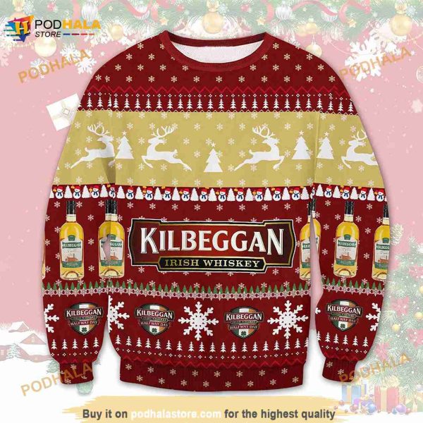 3D Kilbeggan Irish Whiskey Christmas Funny Ugly Sweater