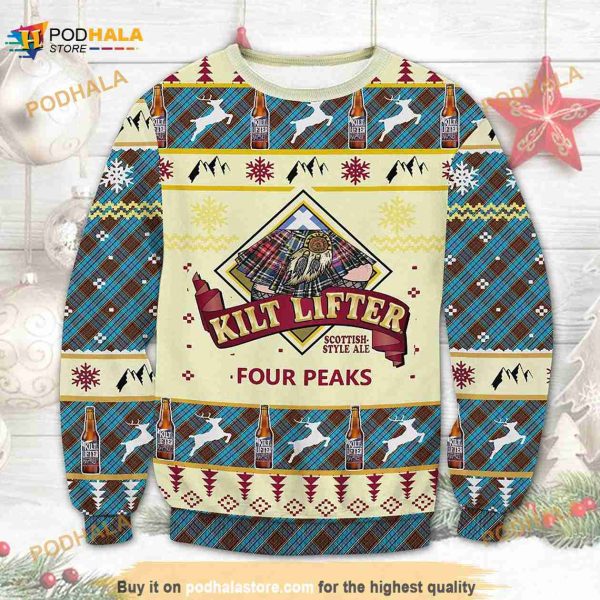 3D Kilt Lifter Four Peaks Christmas Funny Ugly Sweater
