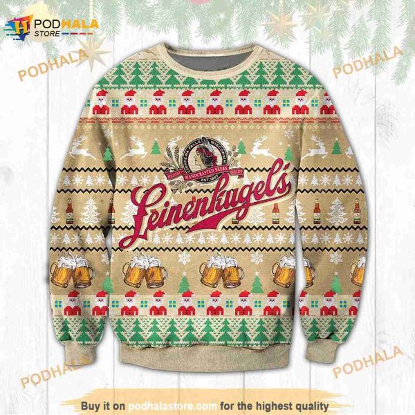 3D Leinenkagels Funny Ugly Sweater Beer Drinking Christmas